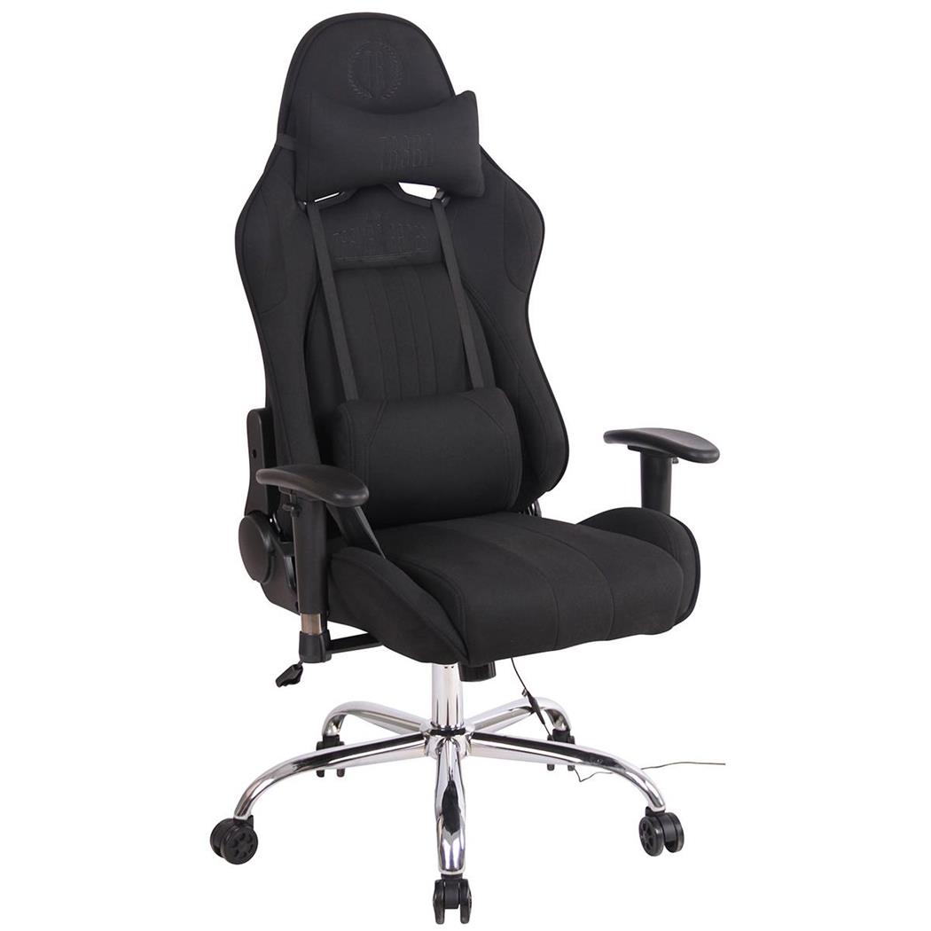 Poltrona Gaming INDY, Funzione Massaggio, Reclinabile, Tessuto Nero