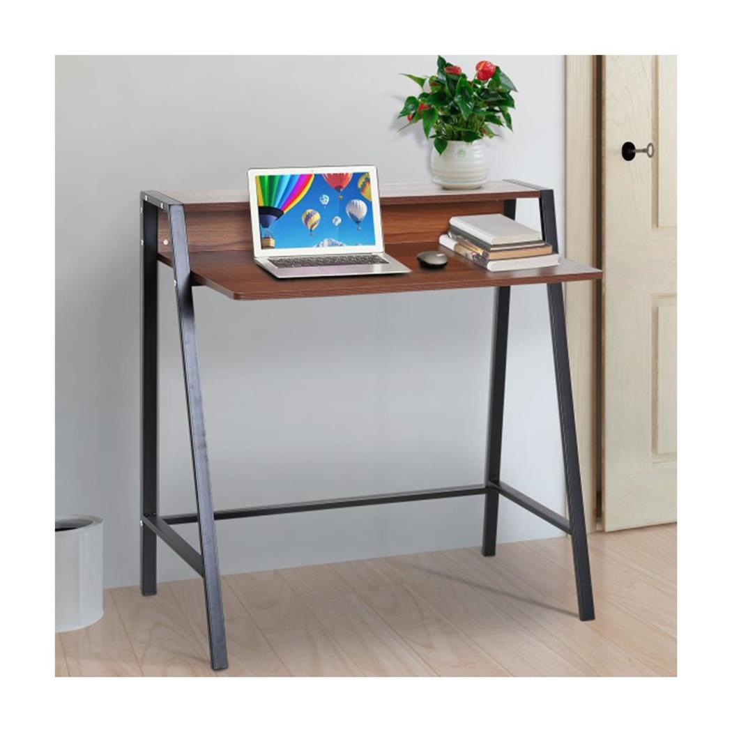 Scrivania per PC NELLY, 84x45x85 cm, in Metallo e Legno color Noce