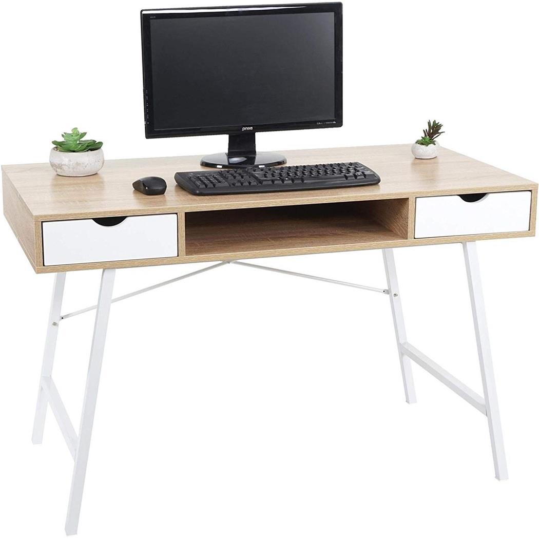 Scrivania NILSA, Design nordico, 120x60x76 cm, Legno Marrone e Bianco
