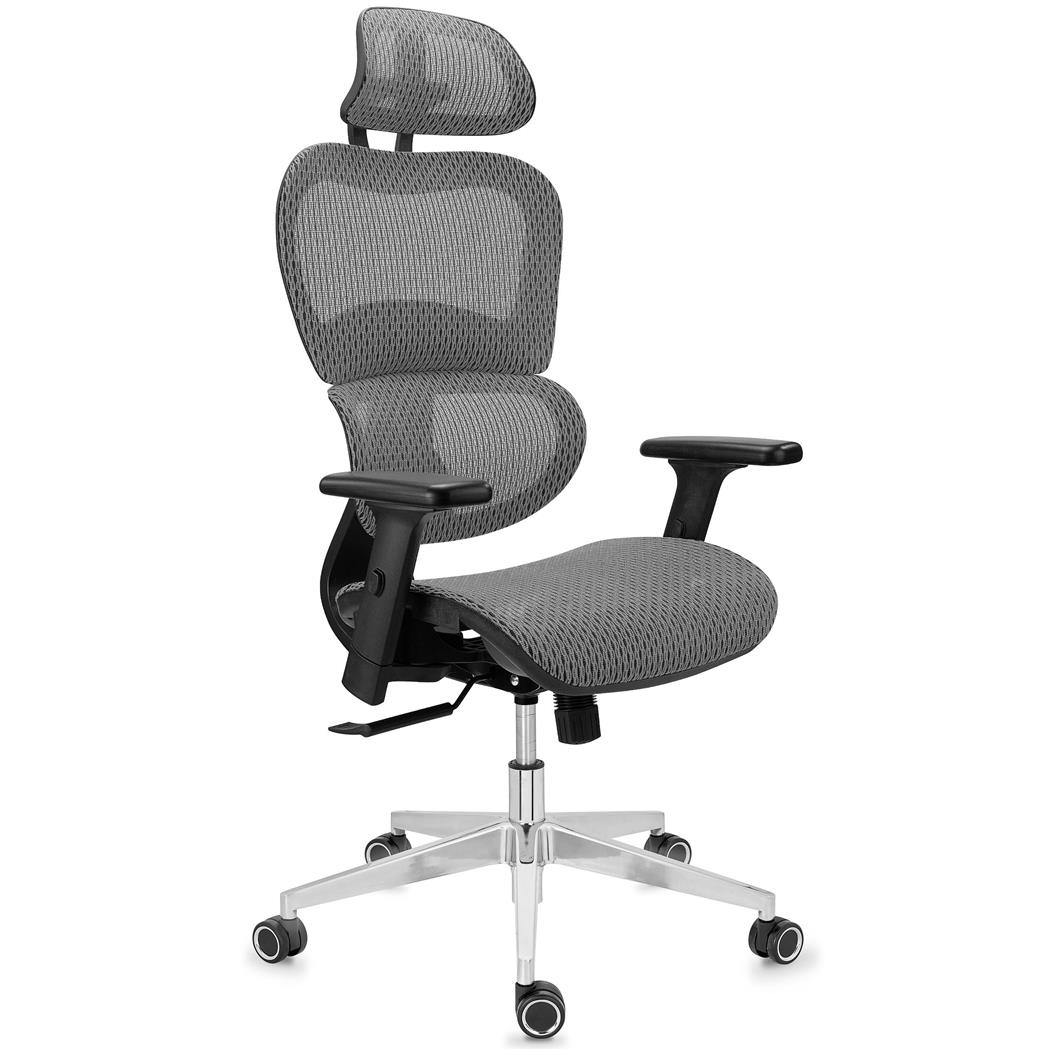 Sedia Ergonomica VICTORY, Certificata, Massimo Comfort, in Rete, Grigio