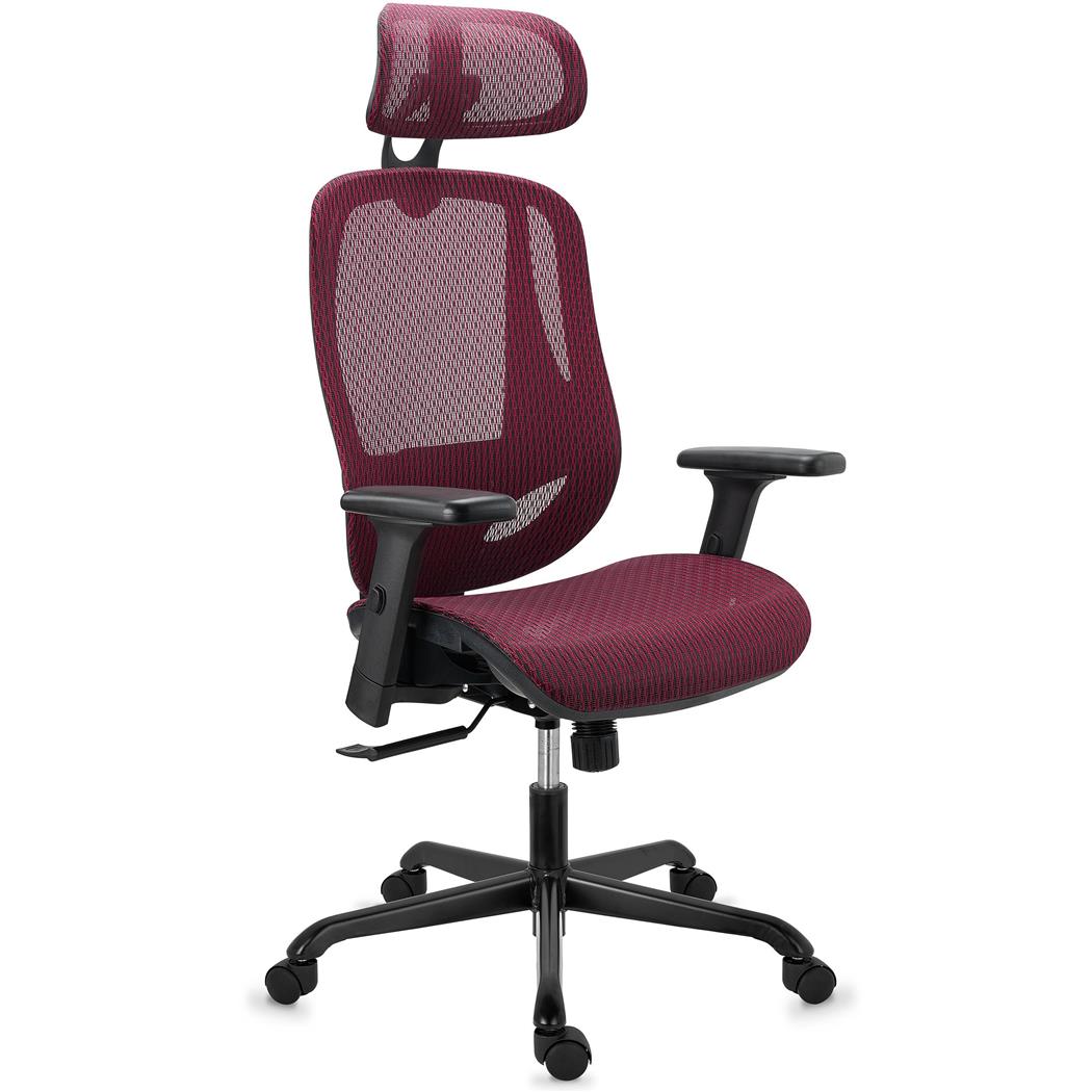 Sedia Ergonomica NOVA, Confortevole e Regolabile, Alta Qualità, in Rete, Bordeaux
