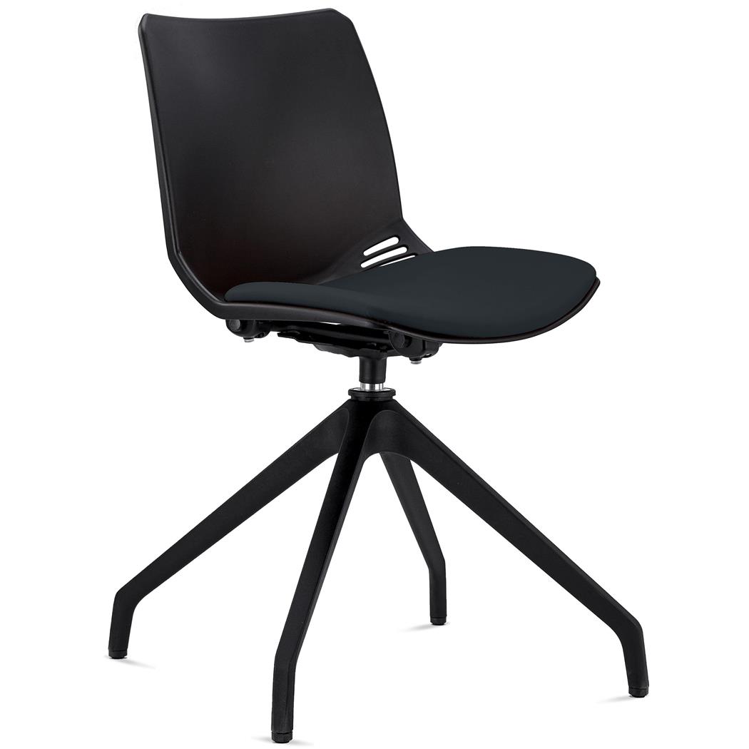 Sedia per Sala d'Attesa SUVA, Girevole, Base Nera, Sedile Imbottito, Nero