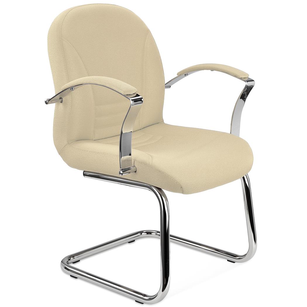 Sedia per Sala d'Attesa CANCÙN, Elegante, Struttura in Acciaio, Tessuto Crema