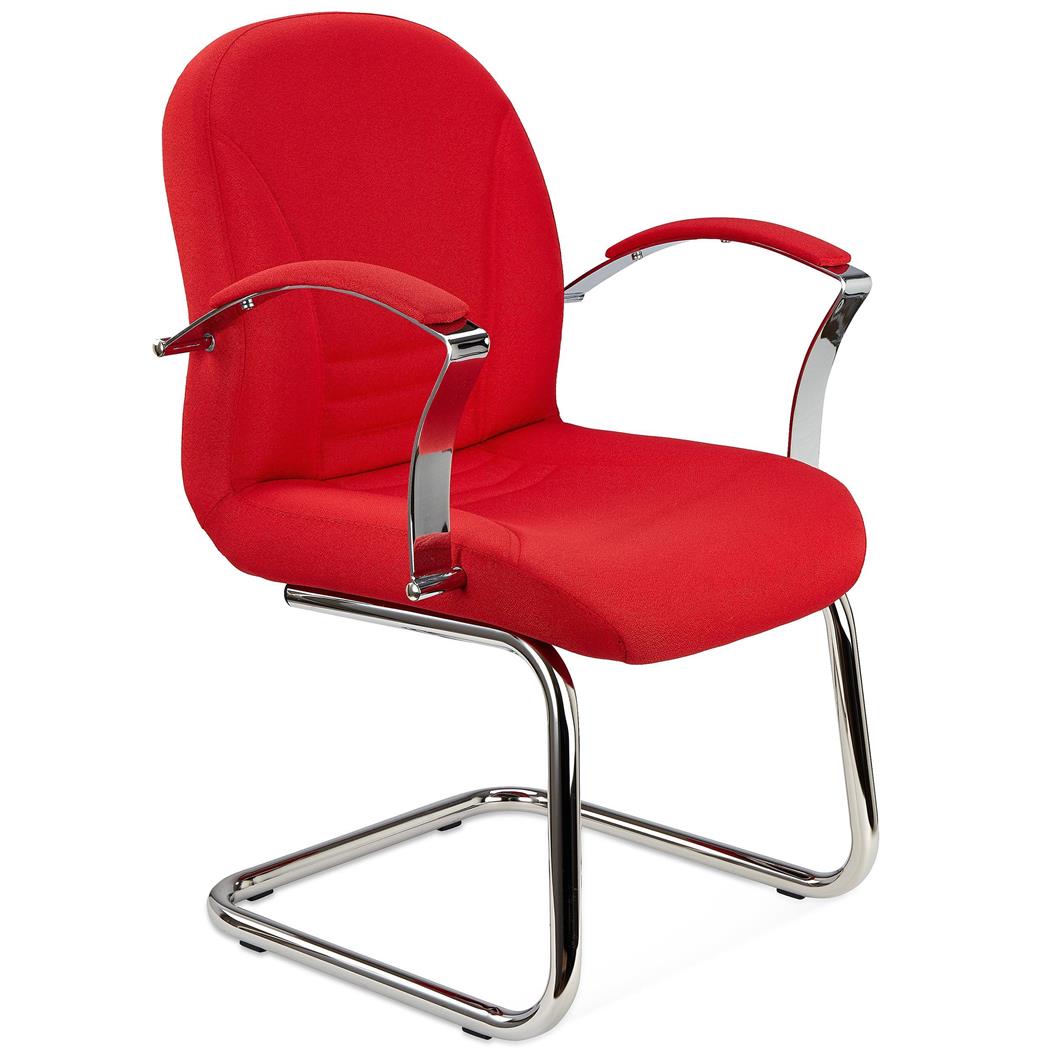 Sedia per Sala d'Attesa CANCÙN, Elegante, Struttura in Acciaio, Tessuto Rosso