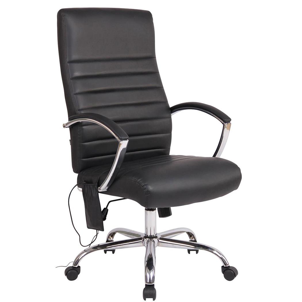 Sedia Ufficio VANCOUVER MASSAGE, Design Moderno, Cuciture a Vista, Pelle Nera