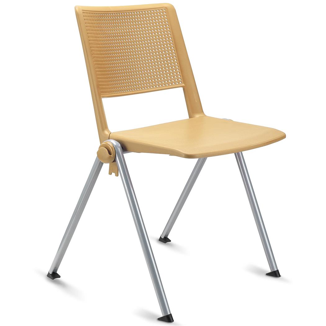 Sedia Conferenze CARINA, Impilabile, Agganciabile, Gambe Grigie, Seduta in Crema