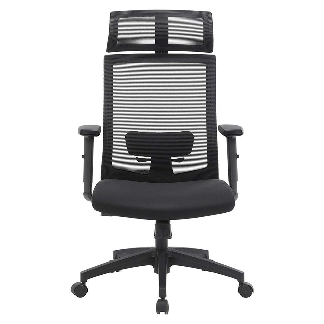 Sedia Ergonomica INSTA, Sostegno Lombare Regolabile, Tessuto Nero