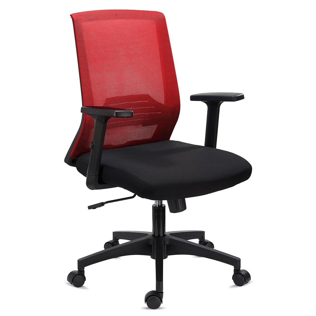 Sedia da Ufficio MIAMI, Supporto Lombare, Braccioli Regolabili, Confortevole e Robusta, Rosso