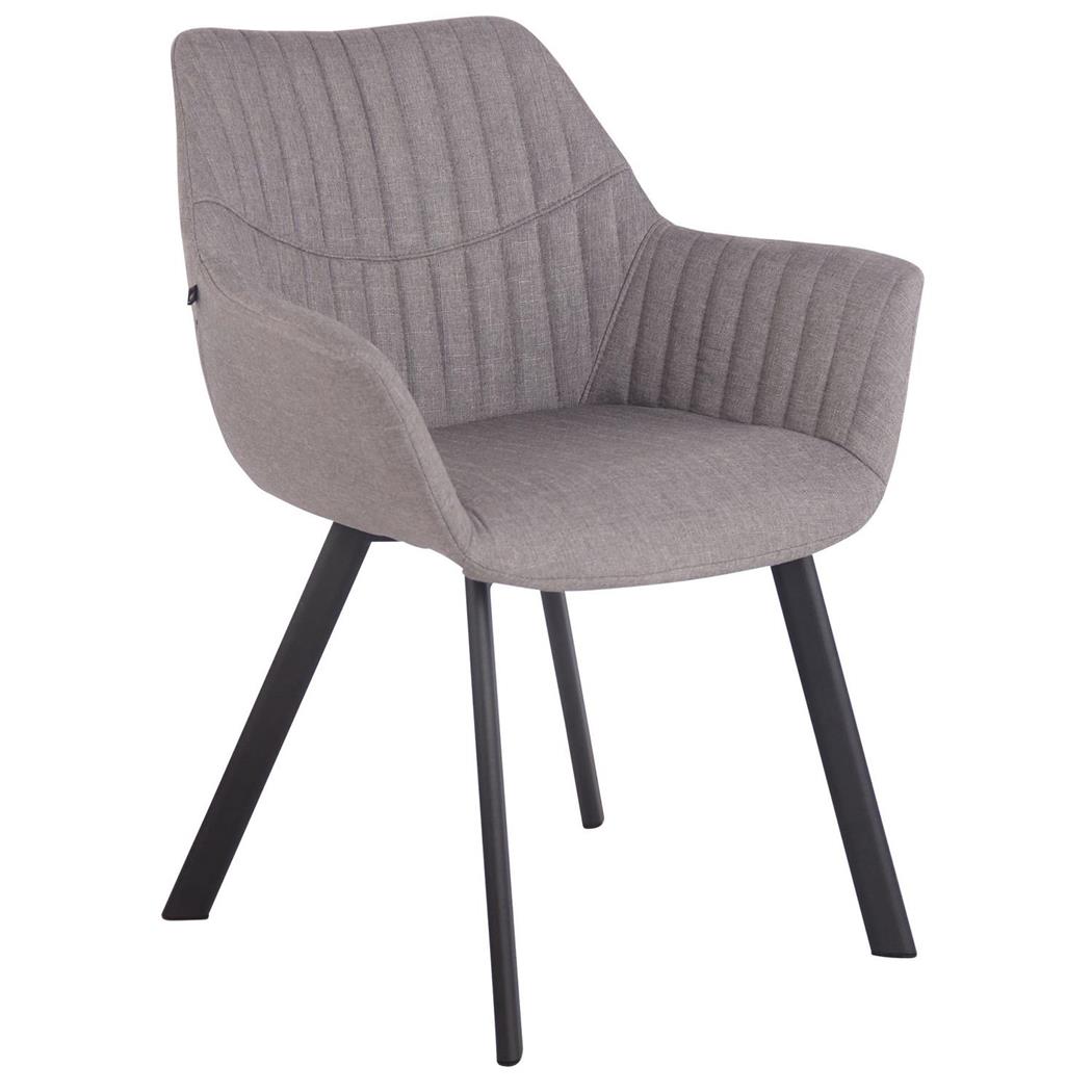 Sedia per Sala d'Attesa MIGLIA, Elegante, in Metallo e Tessuto Grigio