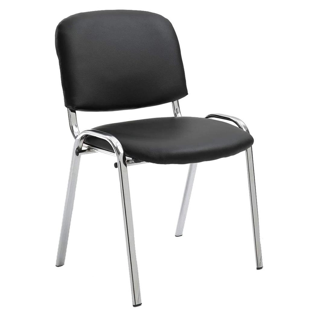 Sedia Conferenze MOBY BASE, Comoda e Pratica, Gambe Cromate, Pelle Nera
