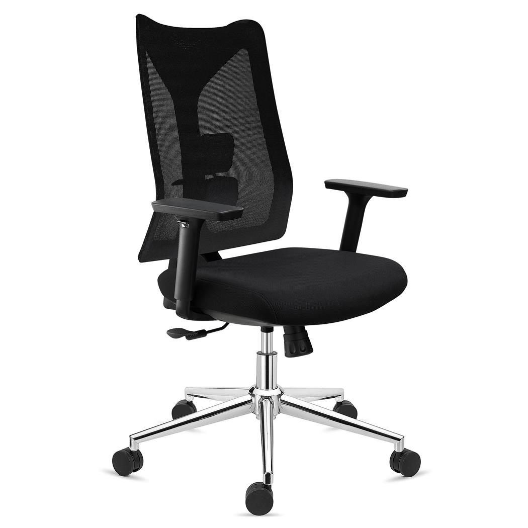 Sedia Ergonomica ADARA, Esclusiva, Supporto Lombare Regolabile, Rete e Tessuto, Nero
