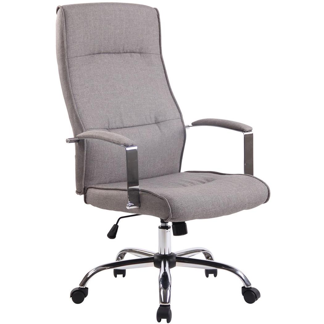 Poltrona da Ufficio BUDAPEST, Elegante e Raffinata, Confortevole, Metallo, Tessuto Grigio