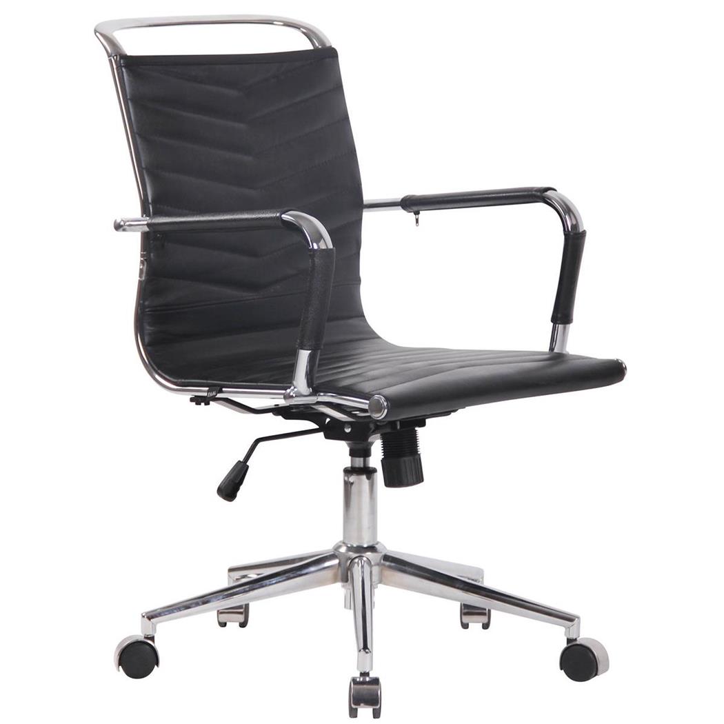 Sedia di Design SIGRID, Eleganti Cuciture a Vista, in Vera Pelle, Nero