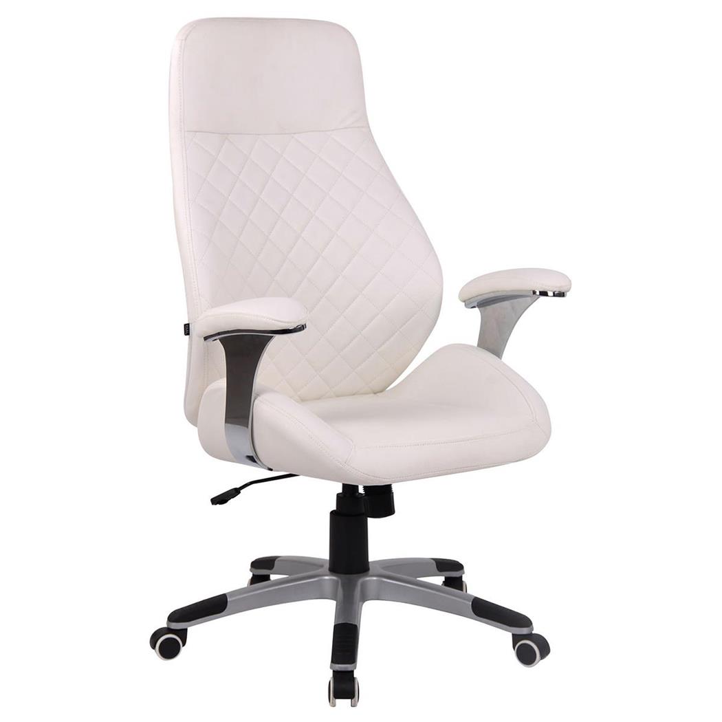 Poltrona da Ufficio LEYTON, Comoda, Design Moderno, in Pelle Bianca