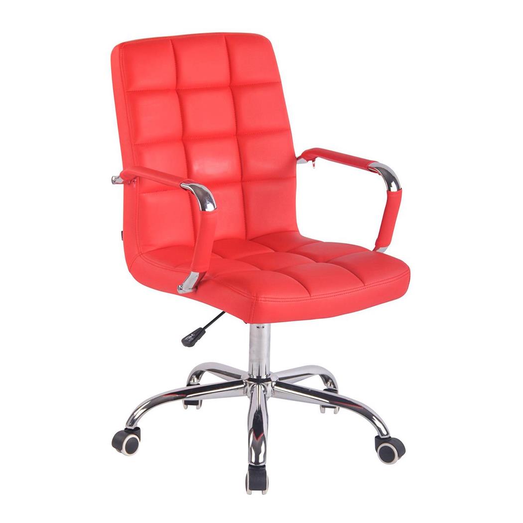 Poltrona da ufficio DELAN PRO, Design Moderno, Cuciture a Vista, Pelle Rossa