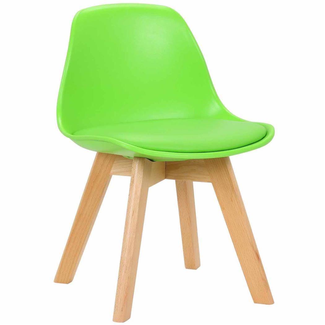 Sedia per Bambini LYNA, Confortevole, in Legno e Pelle Verde