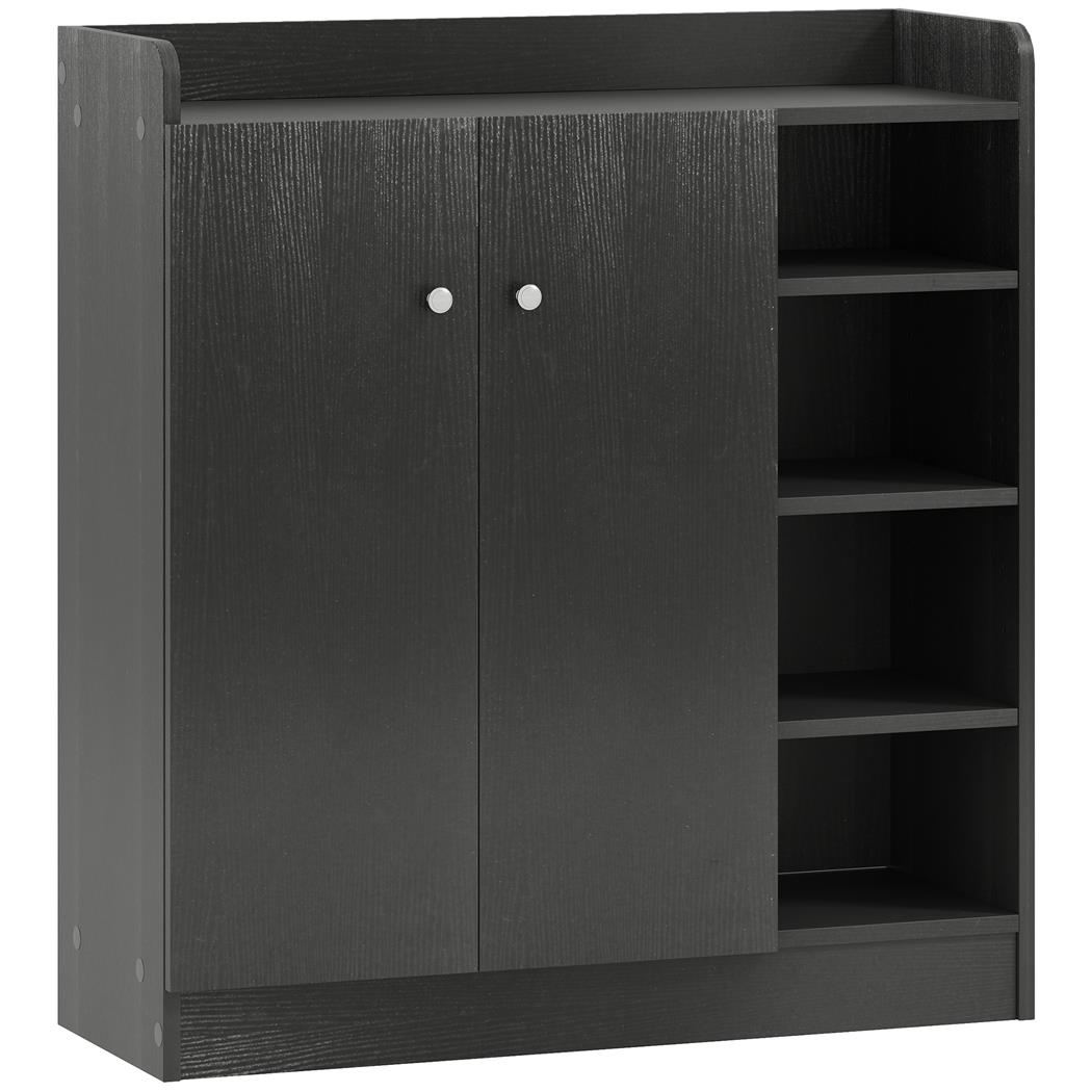 Armadietto HURON, Ante e Ripiani a vista, 83x30x90cm, in Legno Nero