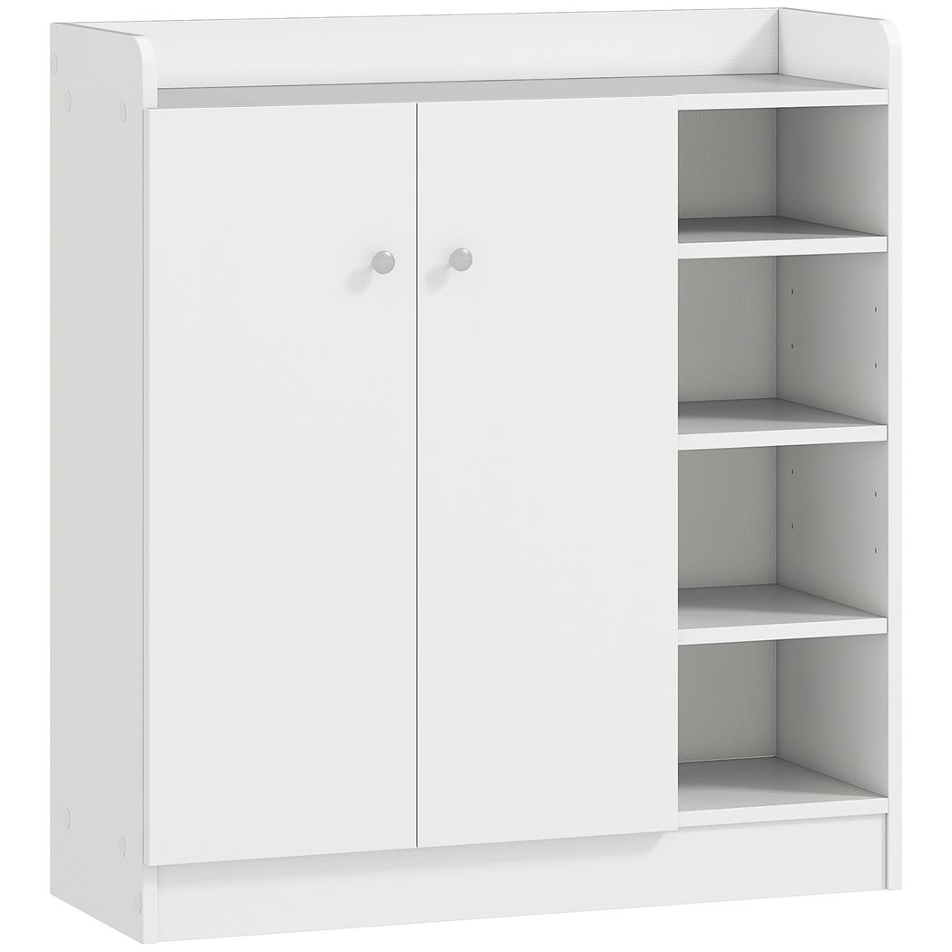 Armadietto HURON, Ante e Ripiani a vista, 83x30x90cm, in Legno Bianco
