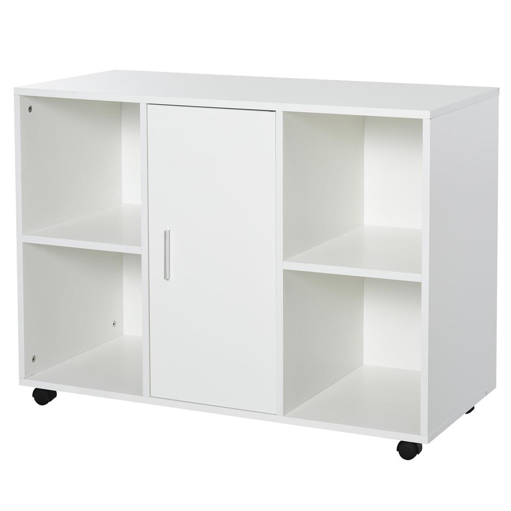 Armadietto per Ufficio SUIT, Ruote, Scomparti e Cassetti, 100x40x71cm, in Bianco