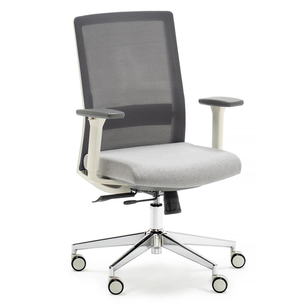 Sedia Operativa ALBI, Ergonomica, Supporto Lombare Regolabile, Rete e Tessuto, Grigio