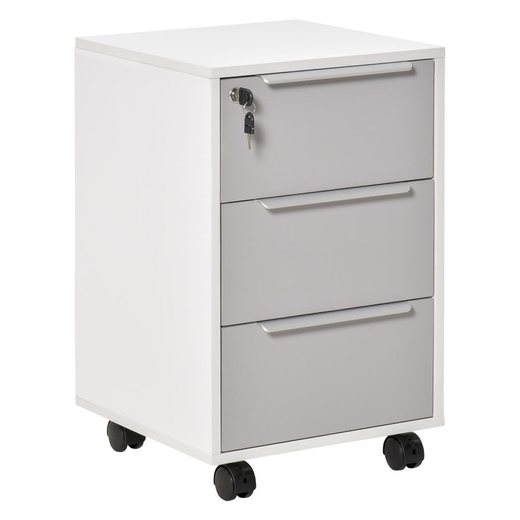 Cassettiera con Ruote AVANA, 40x40x63,5 cm, in Bianco e Grigio