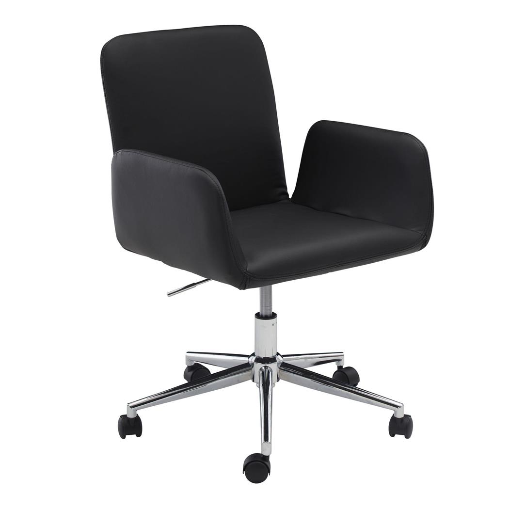Sedia da ufficio SANTANDER, Struttura Cromata, in Pelle colore Nero