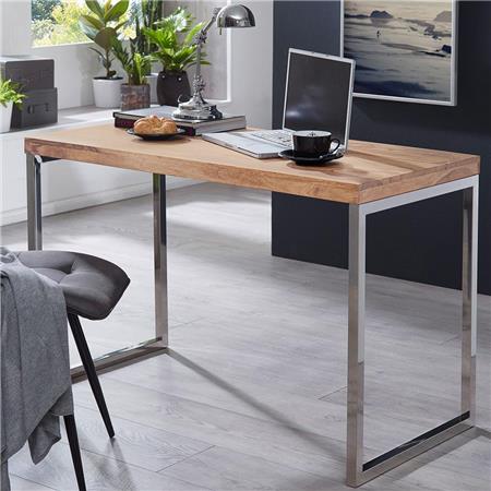Scrivania di Design ARGOS, Artigianale, Gambe in Metallo, 120x76cm, Legno Massello color Rovere