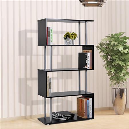 Libreria AMELIA, Moderna e Pratica, 80x30x145cm, Ferro e Legno, Colore Nero