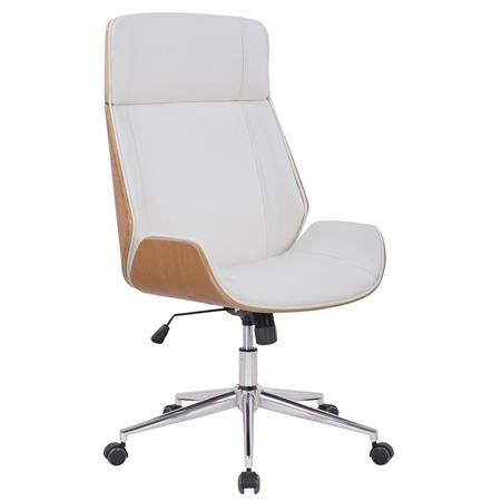 Sedia da ufficio VAREN, Design in Legno Faggio, Elegante e Confortevole, Pelle Bianca