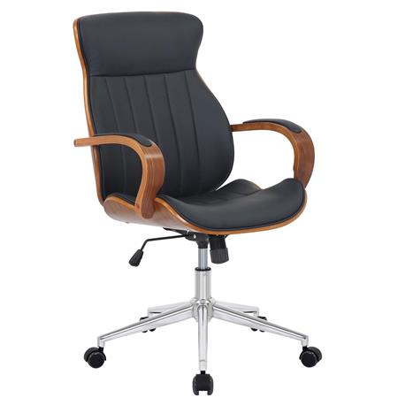 Sedia di Design MELINA, Elegante e Moderna, Struttura Legno Noce, Seduta in Pelle Nera