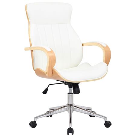 Sedia di Design MELINA, Elegante e Moderna, Struttura Legno Faggio, Seduta in Pelle Bianca