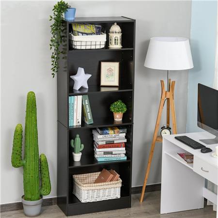 Libreria KEALI, 5 Livelli, 176x63x29,5cm, Mensole Regolabili, in Legno color Wengè