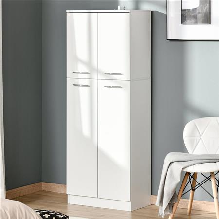 Armadietto CLIO, Mensole Regolabili, 59x31x155cm, in Legno Bianco