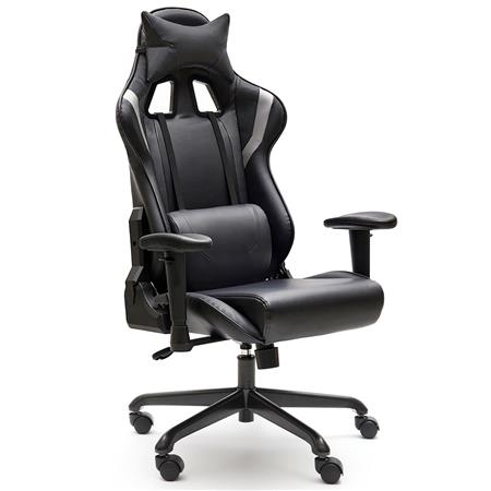 Poltrona Gaming ORION, Braccioli Regolabili, in Pelle Nero/Grigio