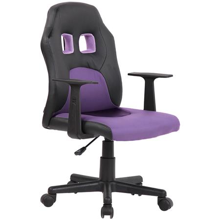 Sedia Sportiva per Bambini modello GOKU, Molto Robusta, in Pelle, con Braccioli, colore Viola/Nero