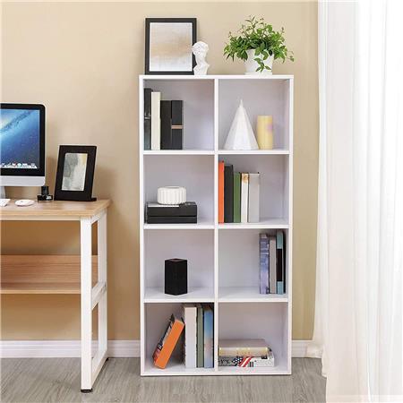 Libreria HINDRA, Versatile, Design Compatto, 65,5x30x129,5 cm, Legno Bianco