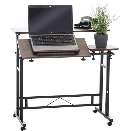 Scrivania per PC COMPY, Inclinabile, 80x59x64/94 cm, in Metallo e Legno color Noce