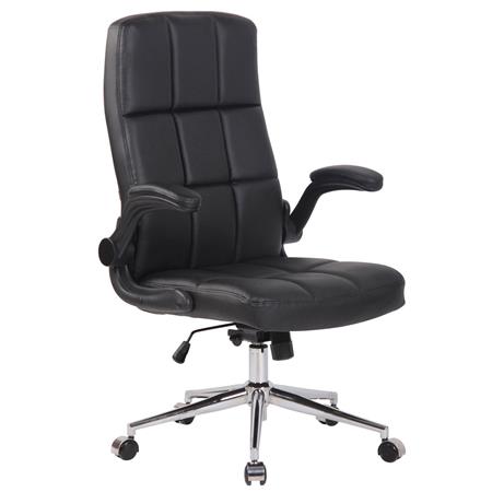 Poltrona ufficio FLEXI, Confortevole e Moderna, Base in Metallo, Pelle Nera