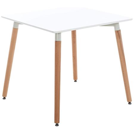 Tavolo da Appoggio BERGER, 80x80x75cm, Stile Nordico, in Legno, Ripiano Bianco