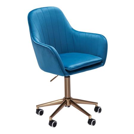 Sedia da ufficio DAMA, Design Elegante, Base Oro, in Velluto colore Blu