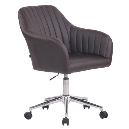Sedia da ufficio FOCUS, Comoda Imbottitura con Braccioli, in Pelle color Marrone