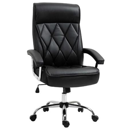 Poltrona per Ufficio BENITO, Imbottita ed Elegante, in Pelle colore Nero