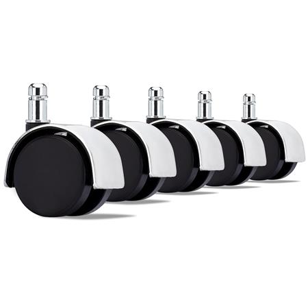 5x Ruote per Sedie da Ufficio, 11mm/50mm, Elegante Finitura Cromata
