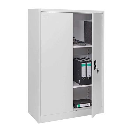 Armadio metallico SASKI 2 ANTE, cm 140x90x40, in Acciaio, colore Grigio