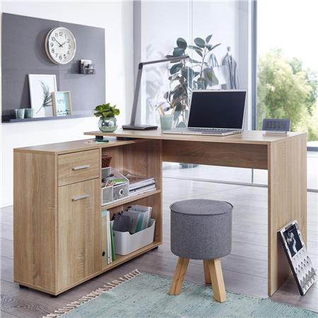 Scrivania da ufficio METEORA, 120x106,5x75,5 cm, Vari Ripiani, in Legno color Rovere