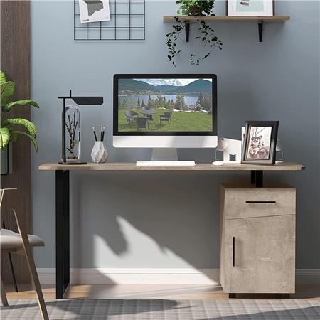 Scrivania per PC MAGNOLIA, 150x60x76 cm, con Cassettiera, Legno Rovere