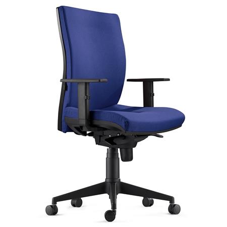 DEMO# Sedia Ergonomica KEVIN, in Tessuto color Blu scuro, con Sostegno lombare e Braccioli Regolabili