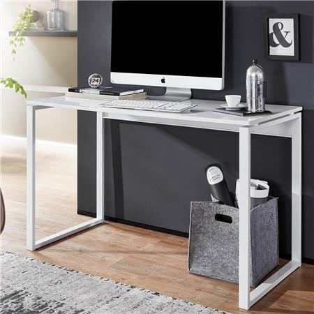 Scrivania per Computer CAPRI, 120x60x75 cm, Design Moderno, Bianco Lucido