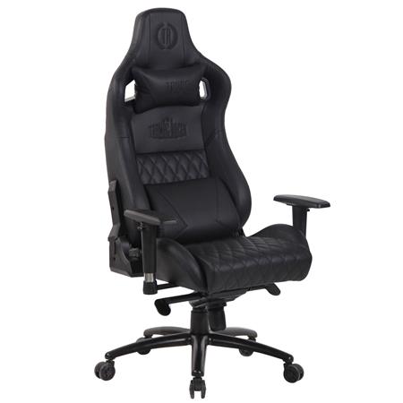 Poltrona Gaming KAREN, Confortevole, Sostegno Lombare e Cervicale, Vera Pelle, Nero