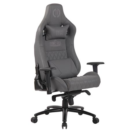 Poltrona Gaming KAREN, Confortevole, Sostegno Lombare e Cervicale, Vera Pelle, Grigio